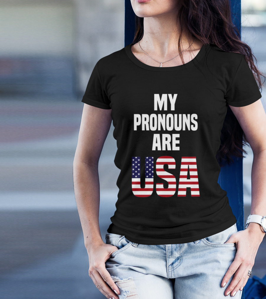Enes Freedom My Pronouns Are USA American Flag T-Shirt