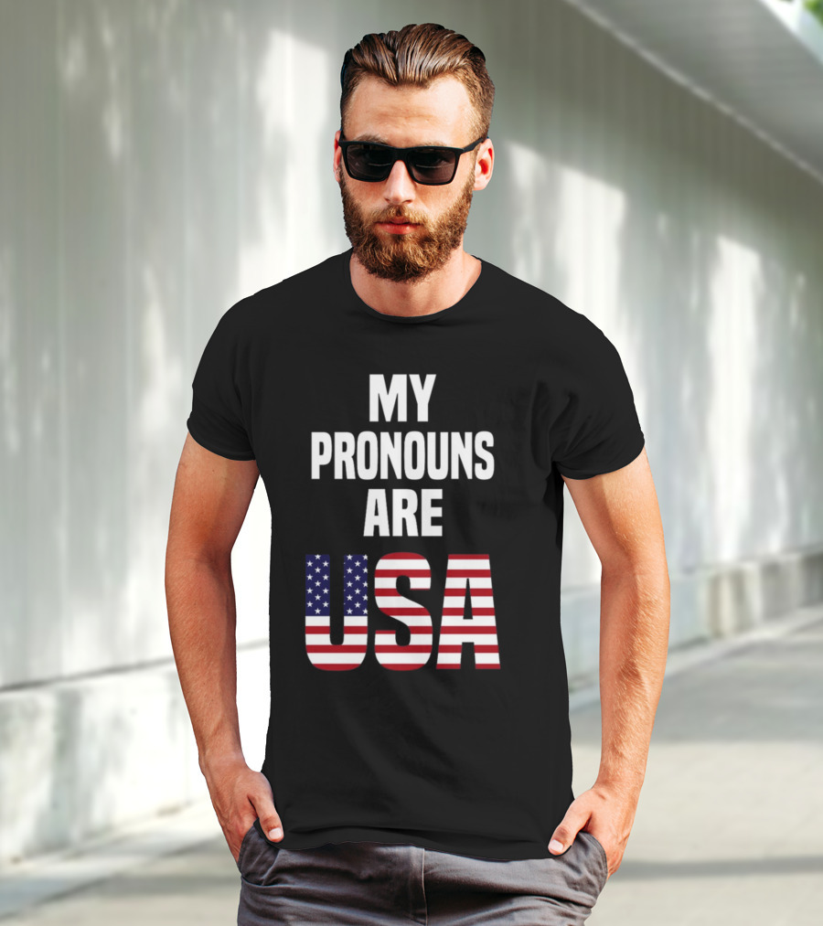 Enes Freedom My Pronouns Are USA American Flag T-Shirt