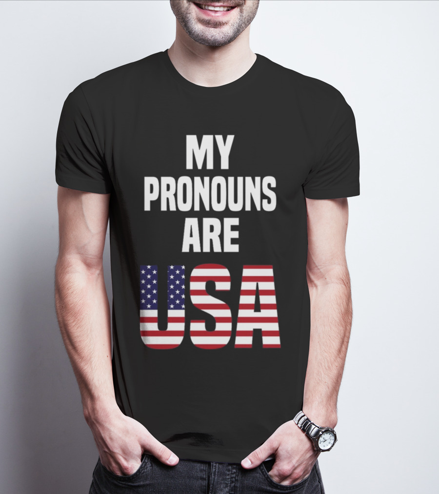 Enes Freedom My Pronouns Are USA American Flag T-Shirt