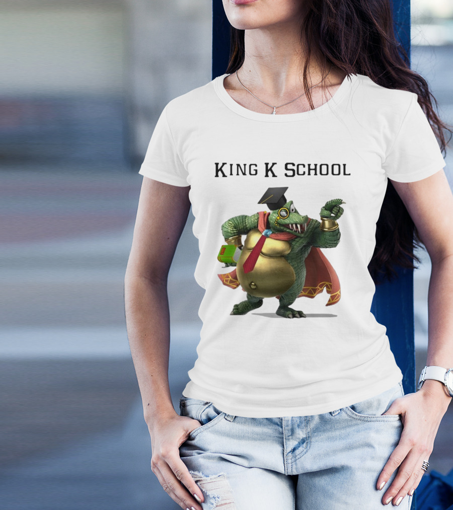 King K School Graduation Crocodile With Book And Cap T-Shirt