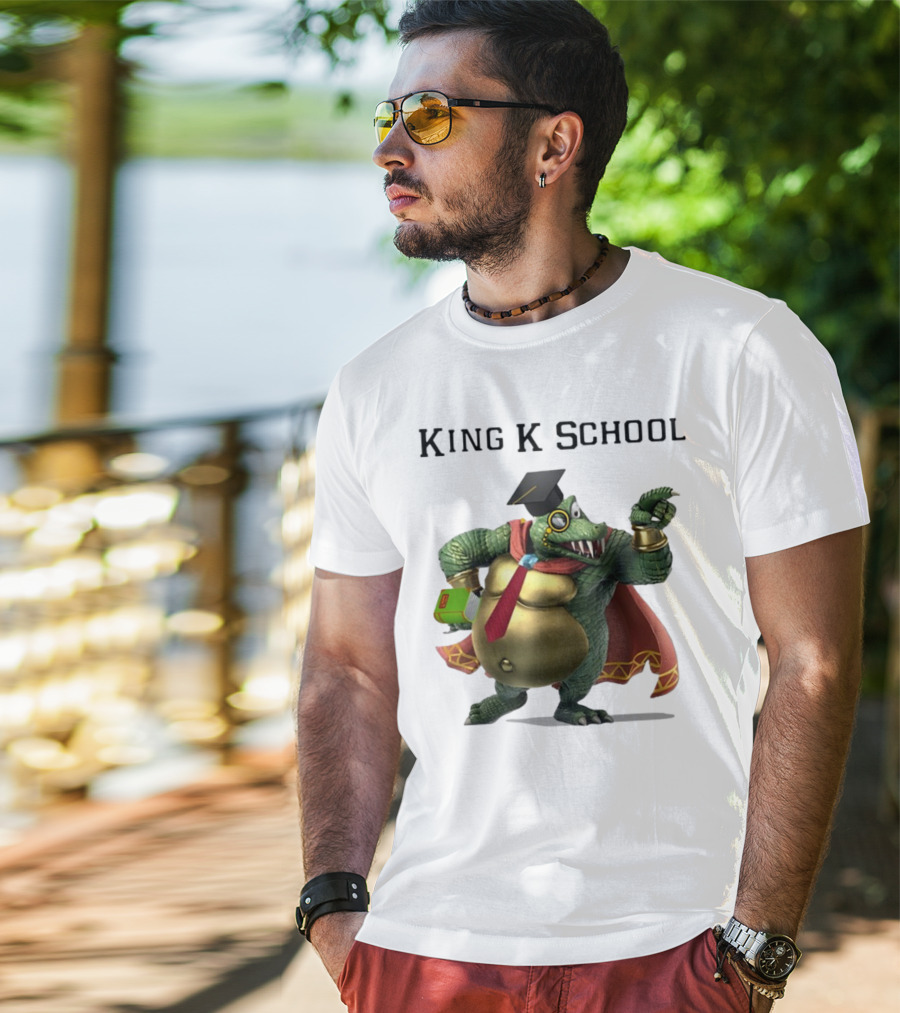 King K School Graduation Crocodile With Book And Cap T-Shirt