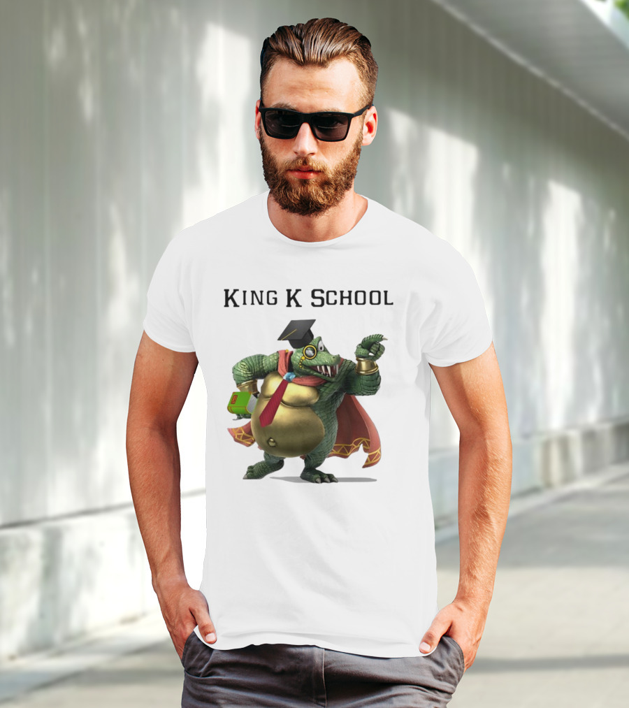 King K School Graduation Crocodile With Book And Cap T-Shirt