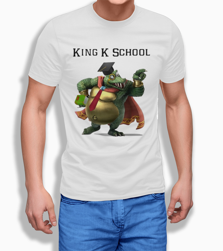 King K School Graduation Crocodile With Book And Cap T-Shirt