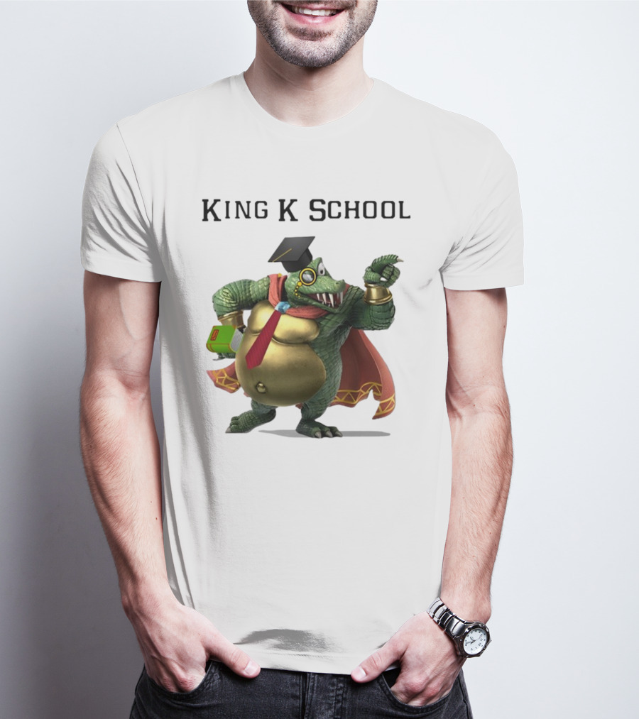 King K School Graduation Crocodile With Book And Cap T-Shirt