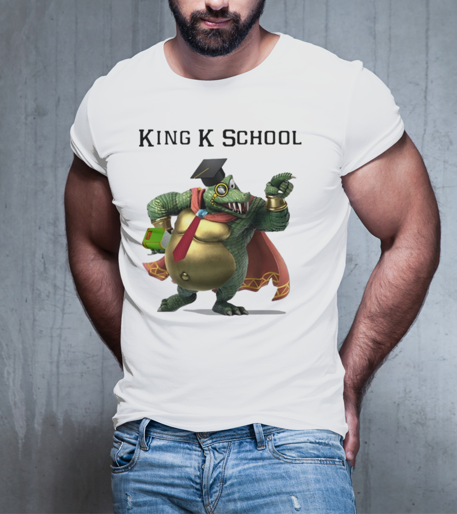 King K School Graduation Crocodile With Book And Cap T-Shirt