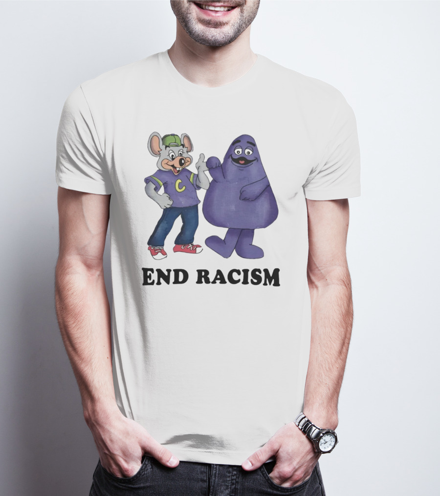End Racism Aprilassembly Grimmace And Cartoon Mouse T-Shirt