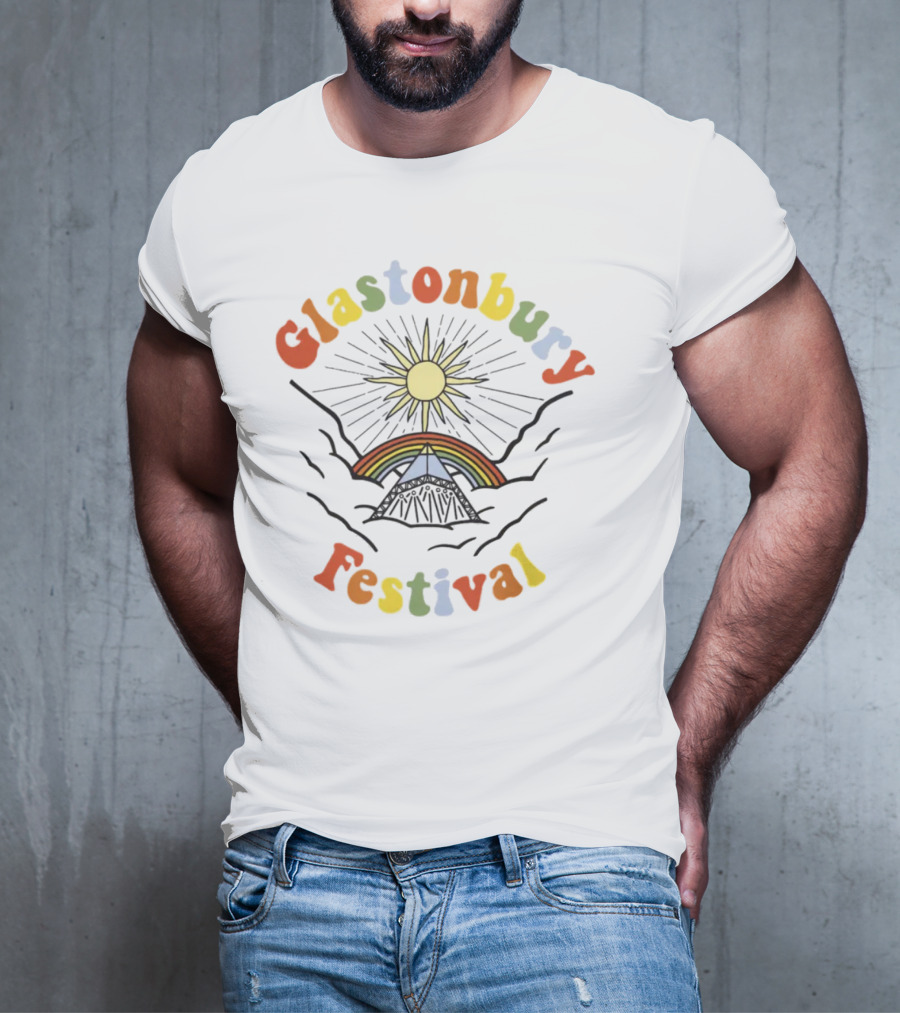 Glastonbury Festival Sun Rainbow Tent T-Shirt