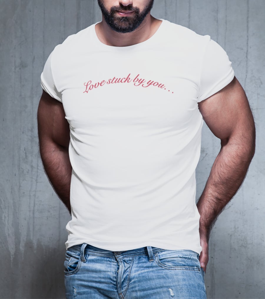 Dirtyhit Love Stuck By You Text In Red Cursive T-Shirt