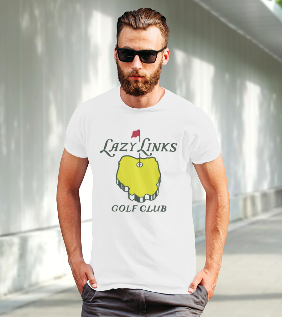 Lazy Links Golf Club Yellow Green Island Flag Green T-Shirt