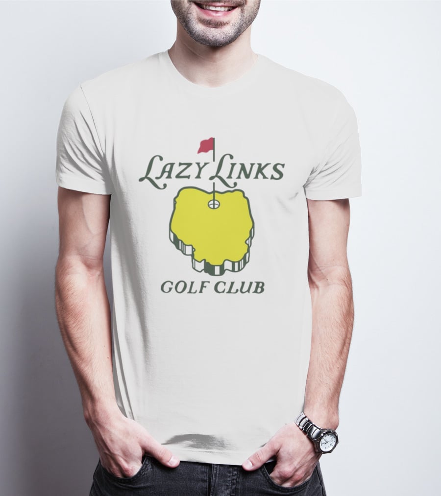 Lazy Links Golf Club Yellow Green Island Flag Green T-Shirt