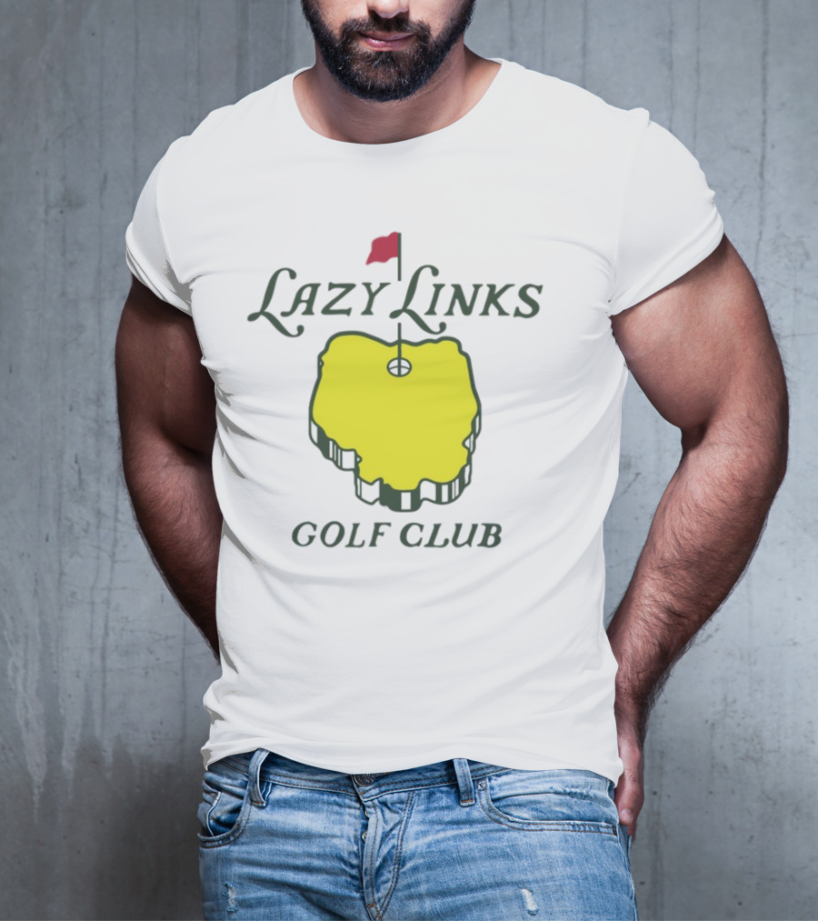 Lazy Links Golf Club Yellow Green Island Flag Green T-Shirt