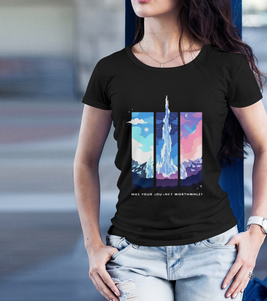 Was Your Journey Worthwhile Cosmic Mountain Sky Triptych T-Shirt