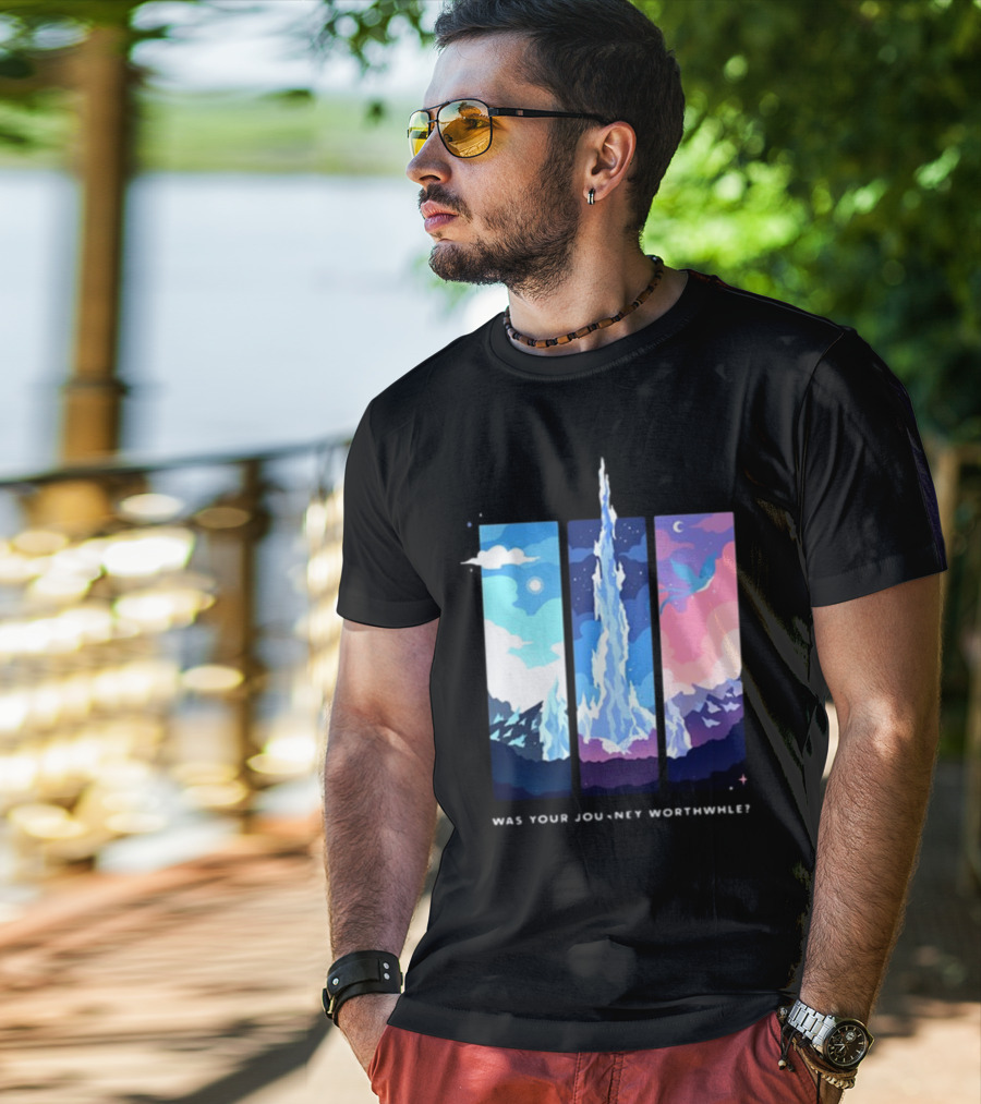 Was Your Journey Worthwhile Cosmic Mountain Sky Triptych T-Shirt