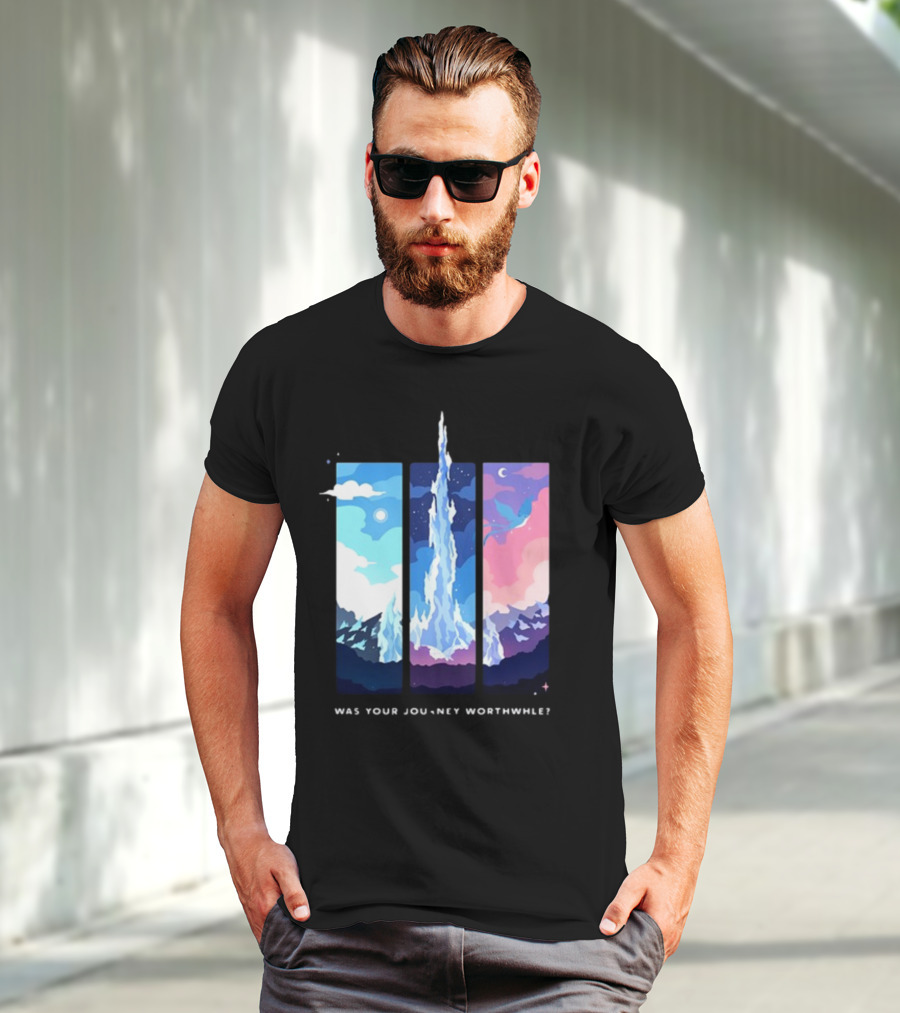 Was Your Journey Worthwhile Cosmic Mountain Sky Triptych T-Shirt