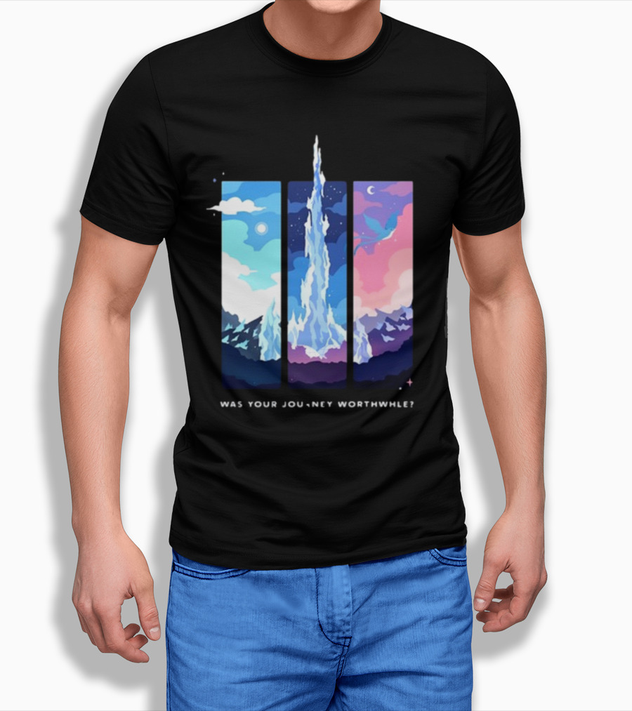 Was Your Journey Worthwhile Cosmic Mountain Sky Triptych T-Shirt