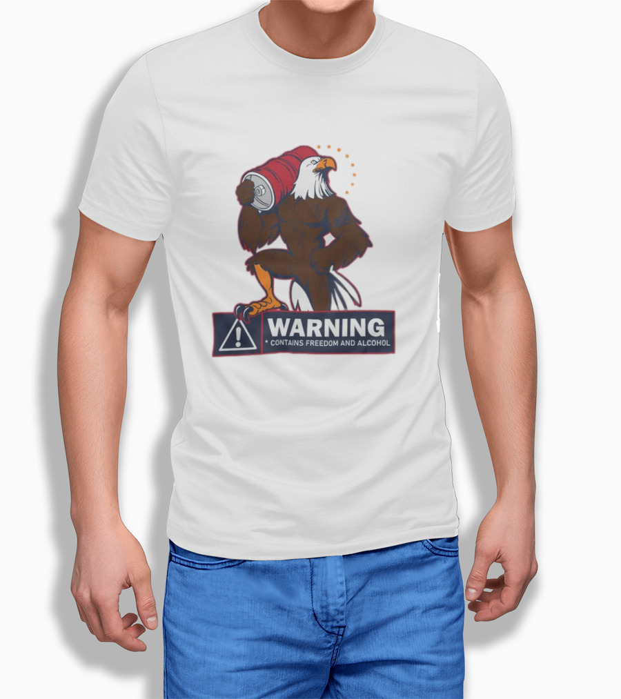 Warning Eagle With Barrel Contains Freedom And Alcohol T-Shirt