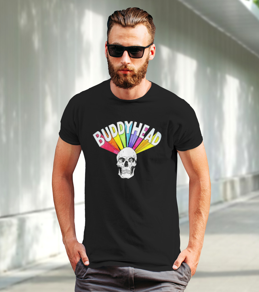 BUDDYHEAD Skull With Rainbow Burst T-Shirt