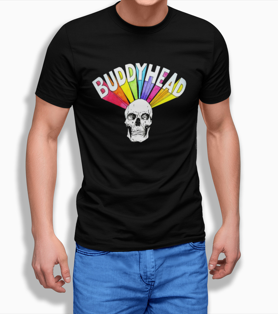 BUDDYHEAD Skull With Rainbow Burst T-Shirt