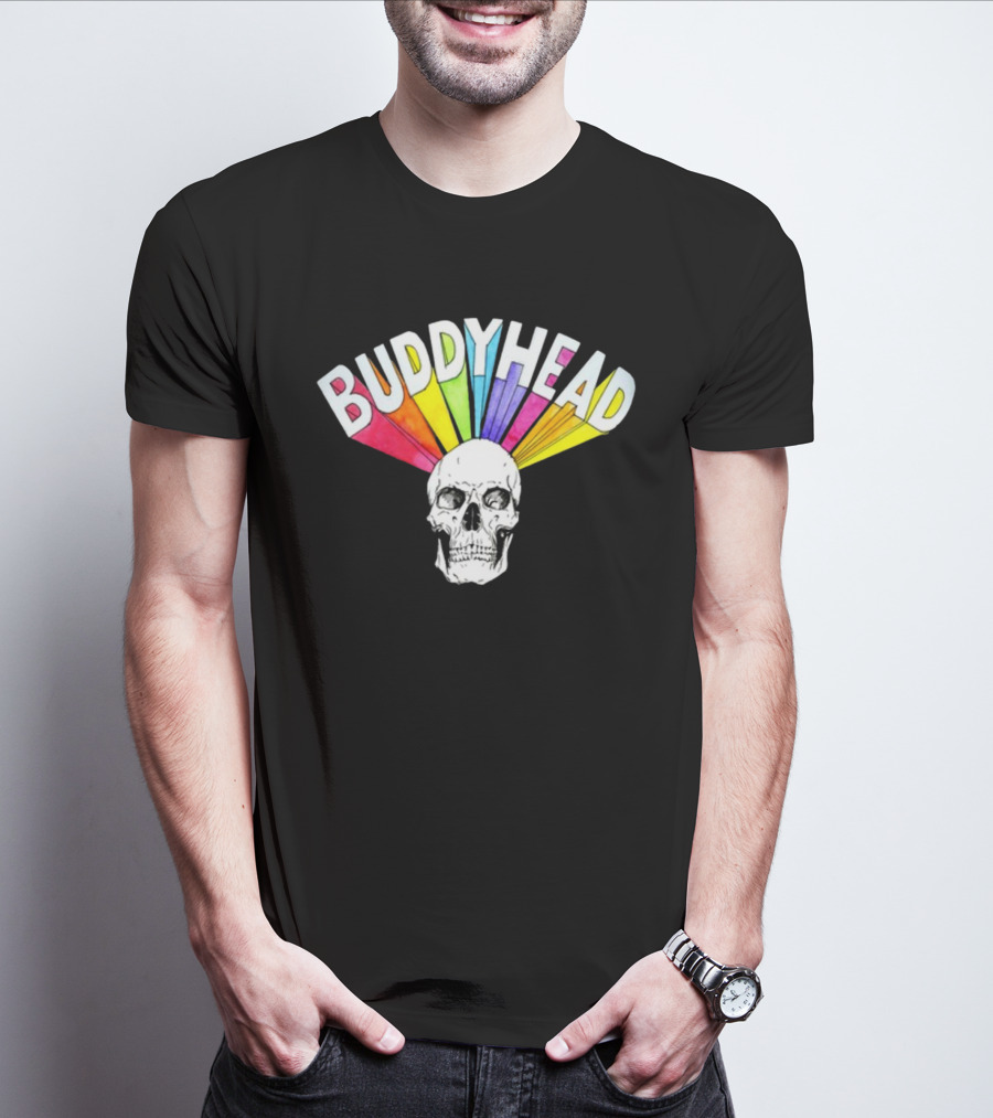 BUDDYHEAD Skull With Rainbow Burst T-Shirt