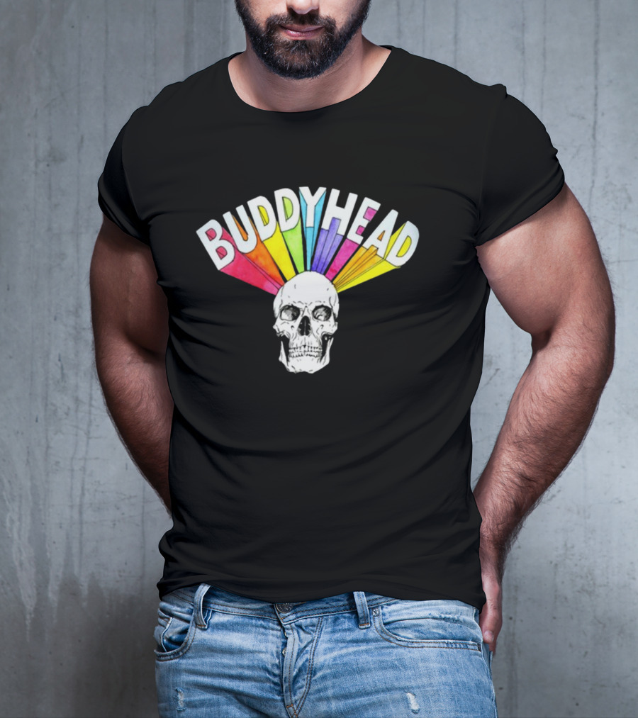 BUDDYHEAD Skull With Rainbow Burst T-Shirt