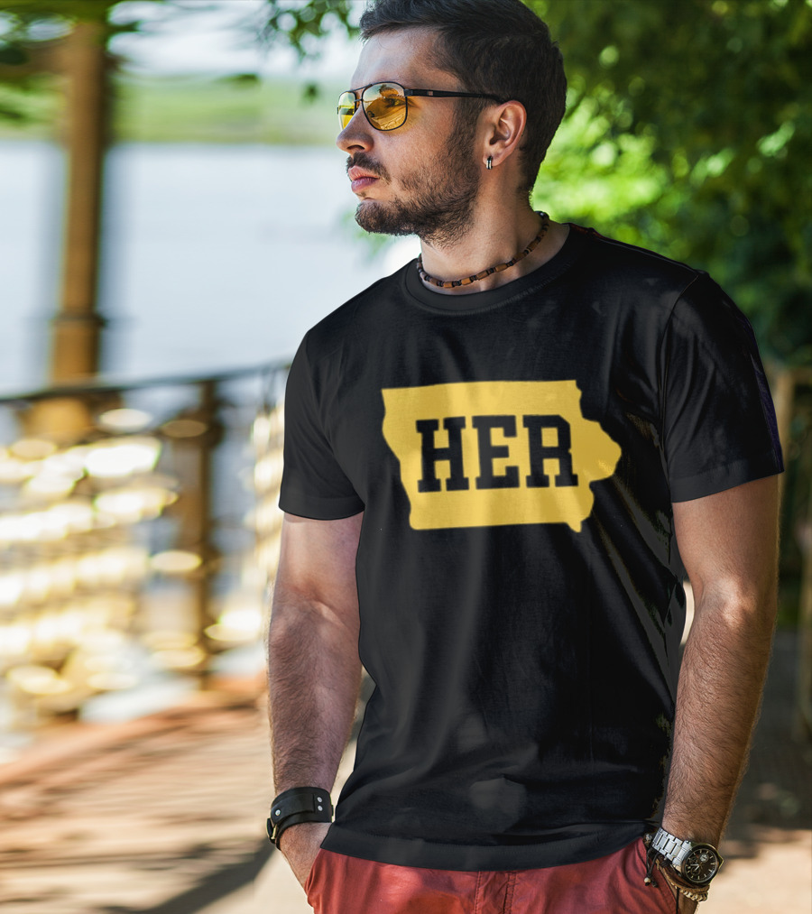 Iowa Her Gold State Outline T-Shirt