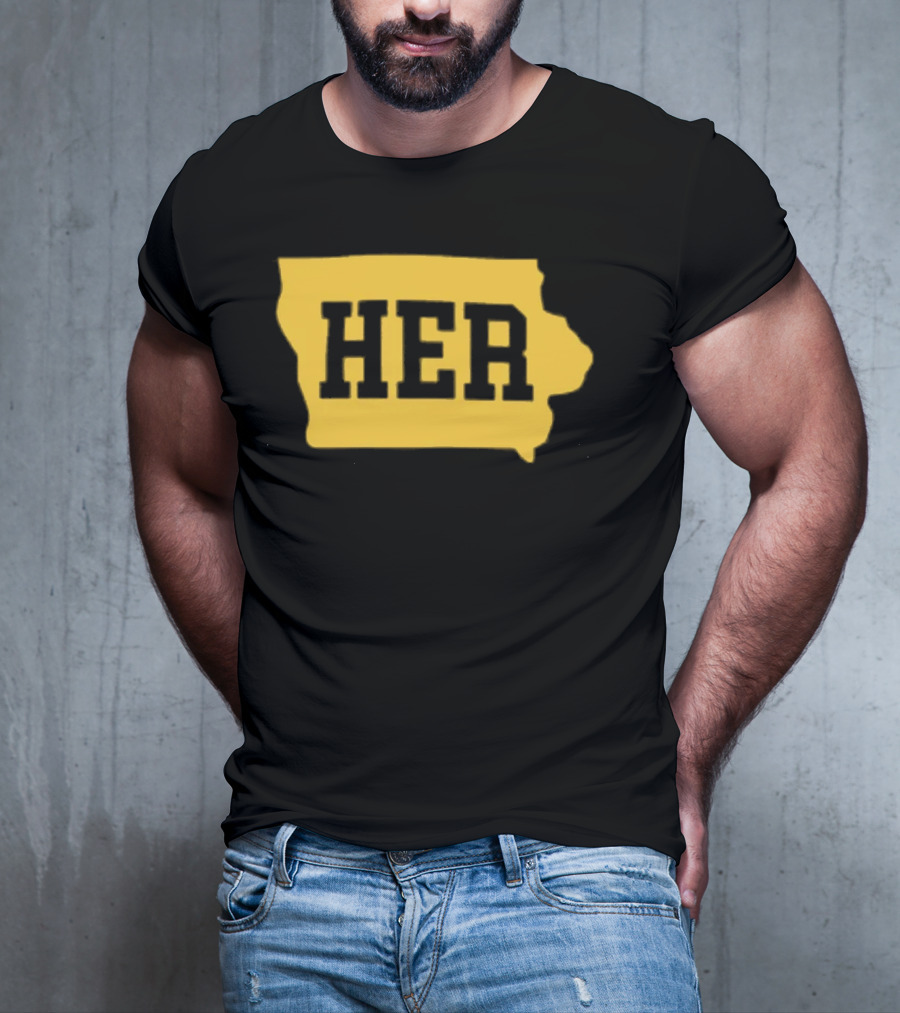 Iowa Her Gold State Outline T-Shirt