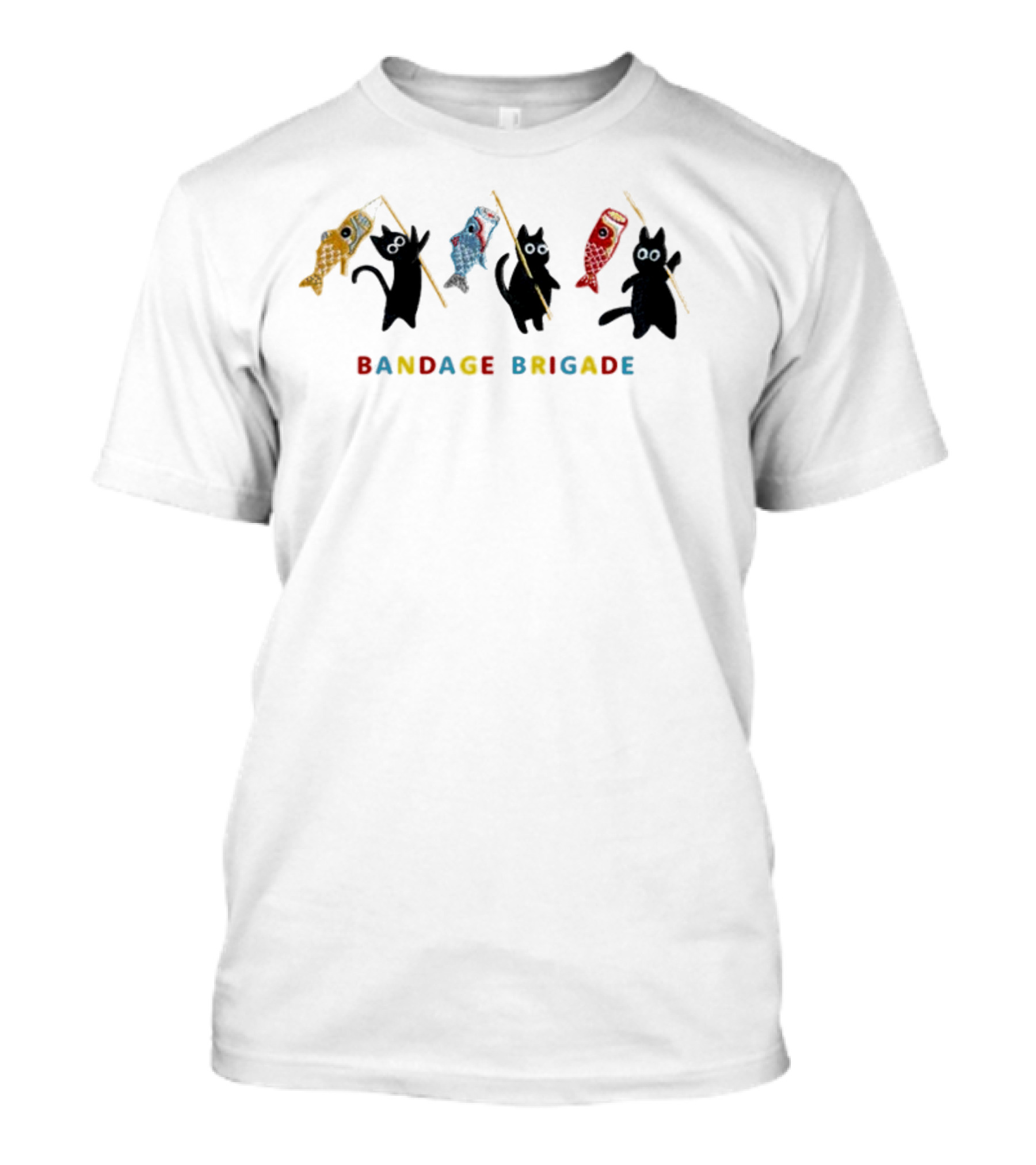Bandage Brigade Cats With Colorful Fish Kites T-Shirt