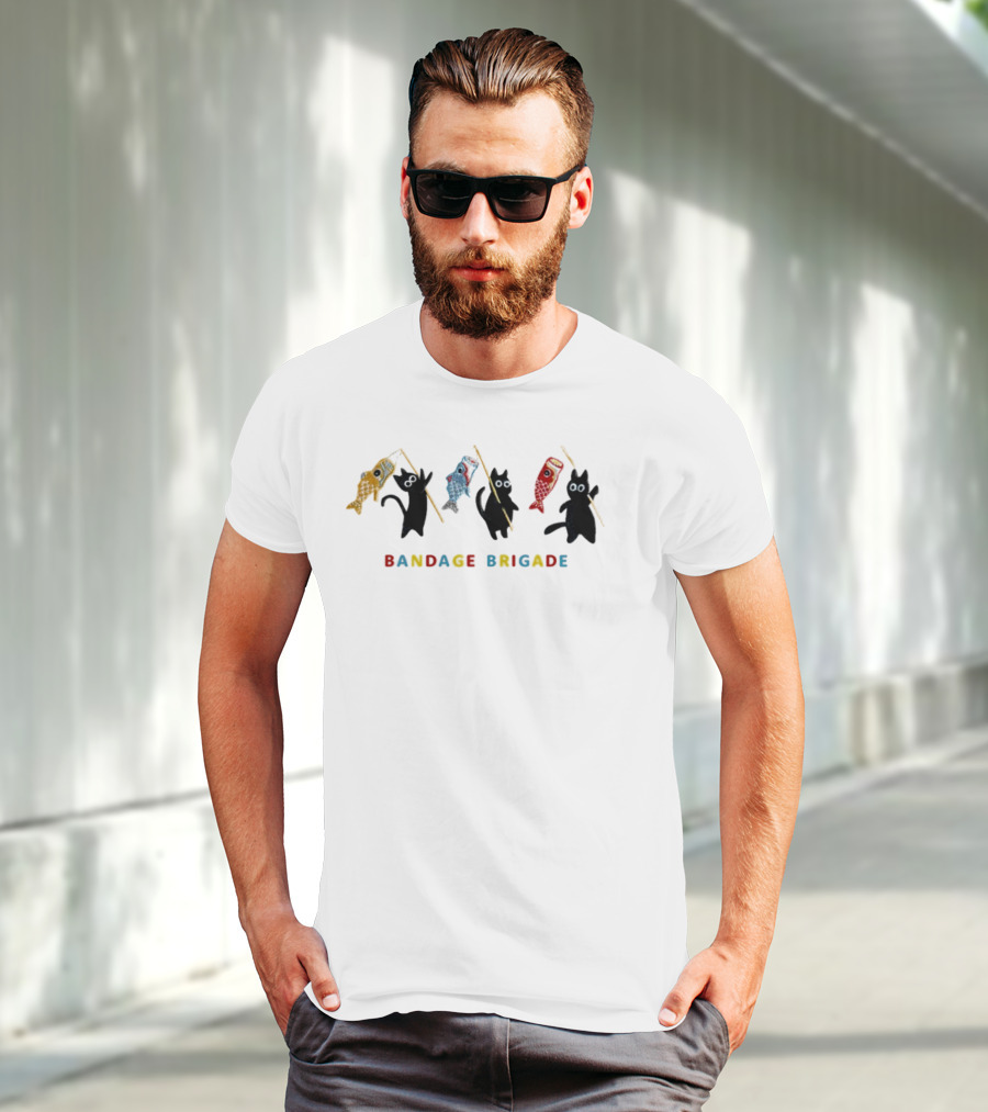 Bandage Brigade Cats With Colorful Fish Kites T-Shirt