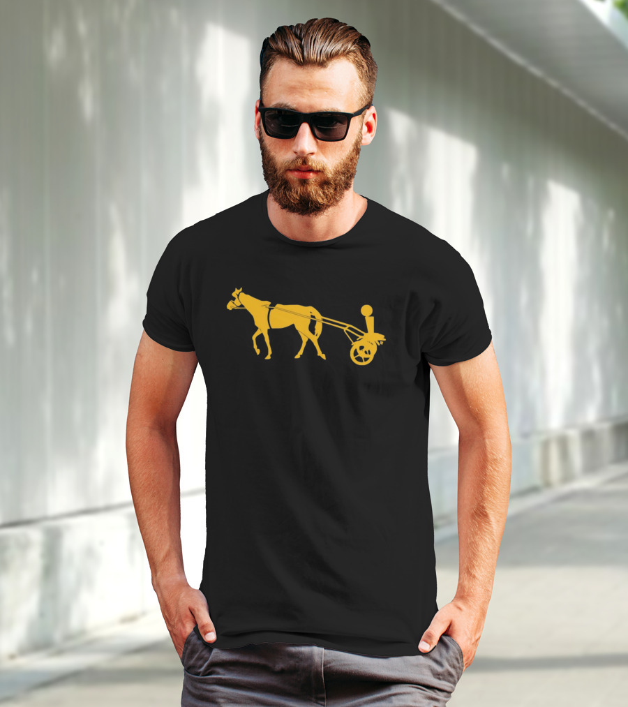 Horse Cart Silhouette With Rider In Yellow T-Shirt