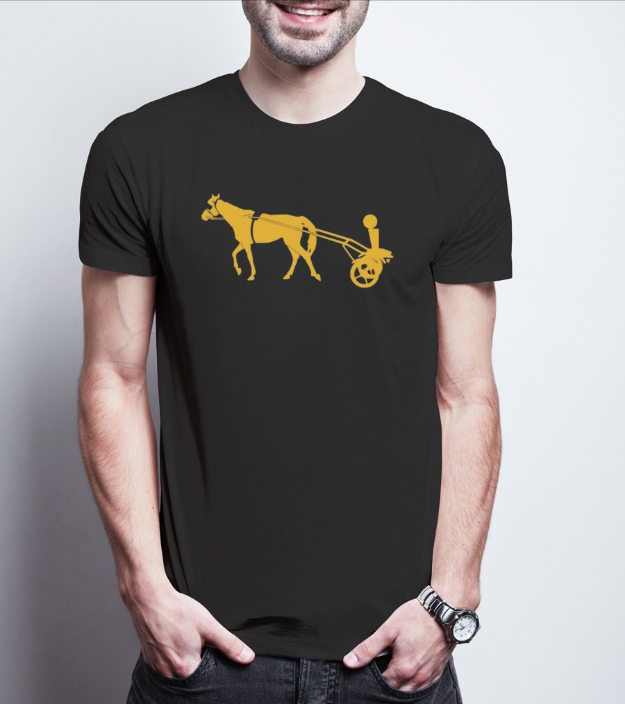 Horse Cart Silhouette With Rider In Yellow T-Shirt