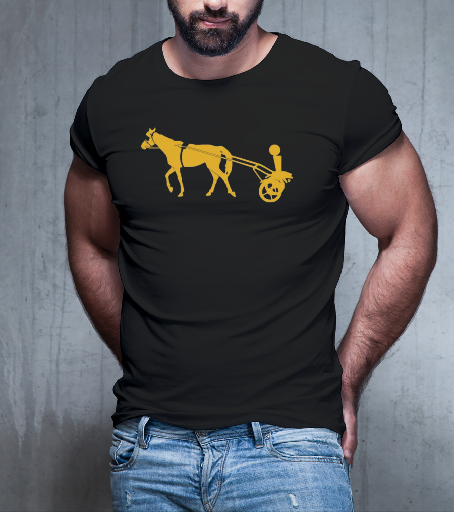 Horse Cart Silhouette With Rider In Yellow T-Shirt