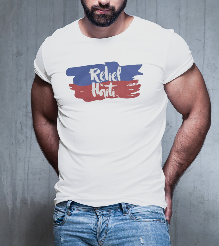Relief For Haiti Blue And Red Brush Stroke T-Shirt