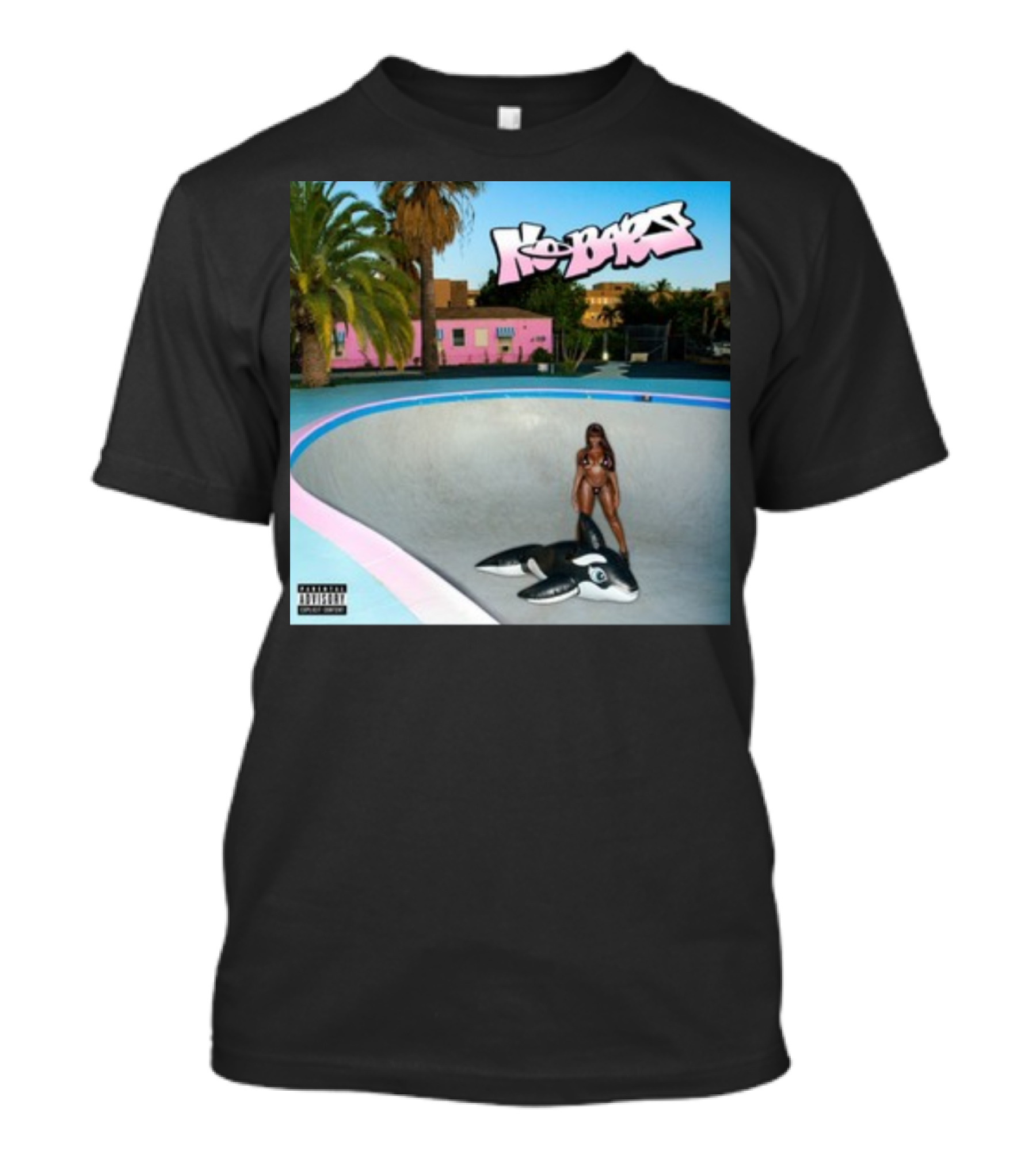 Thegirljt No Bars Inflatable Whale Pool Void Pink House Palm Trees T-Shirt