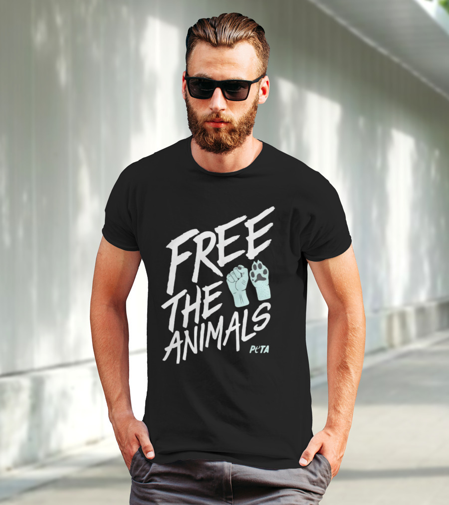 FREE THE ANIMALS PETA Fist And Paw T-Shirt