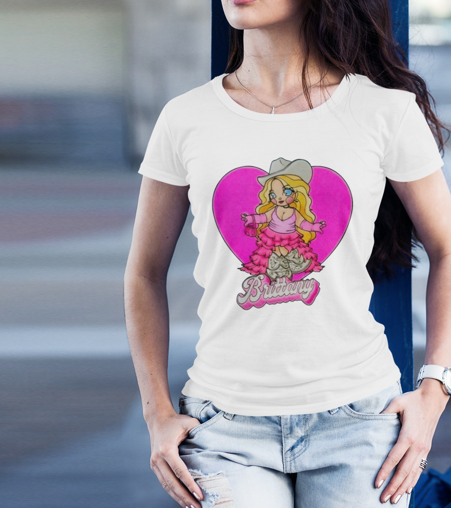 Brittany Heart Cowgirl Doll Boots Pink Ruffles Cartoon T-Shirt