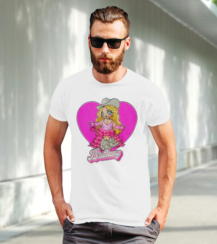 Brittany Heart Cowgirl Doll Boots Pink Ruffles Cartoon T-Shirt