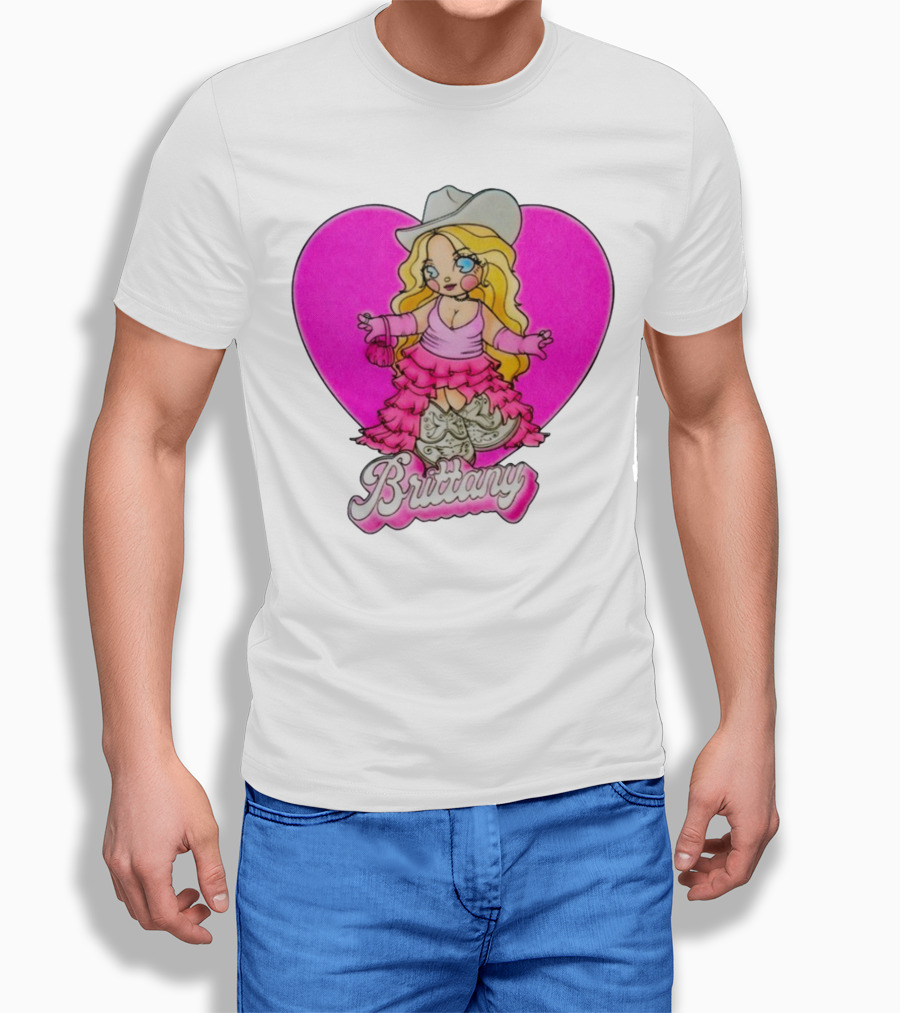 Brittany Heart Cowgirl Doll Boots Pink Ruffles Cartoon T-Shirt