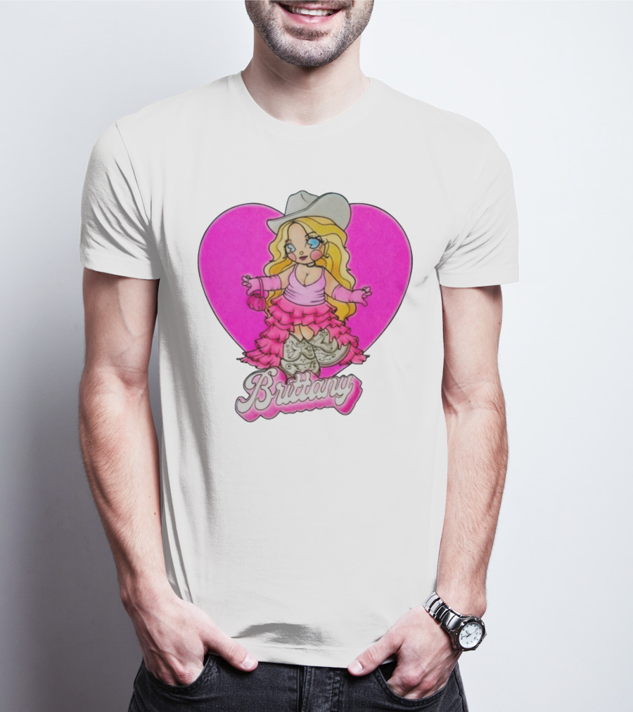 Brittany Heart Cowgirl Doll Boots Pink Ruffles Cartoon T-Shirt
