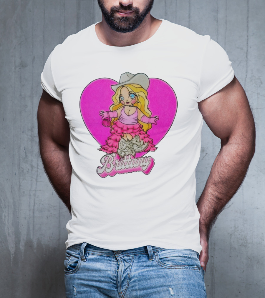 Brittany Heart Cowgirl Doll Boots Pink Ruffles Cartoon T-Shirt