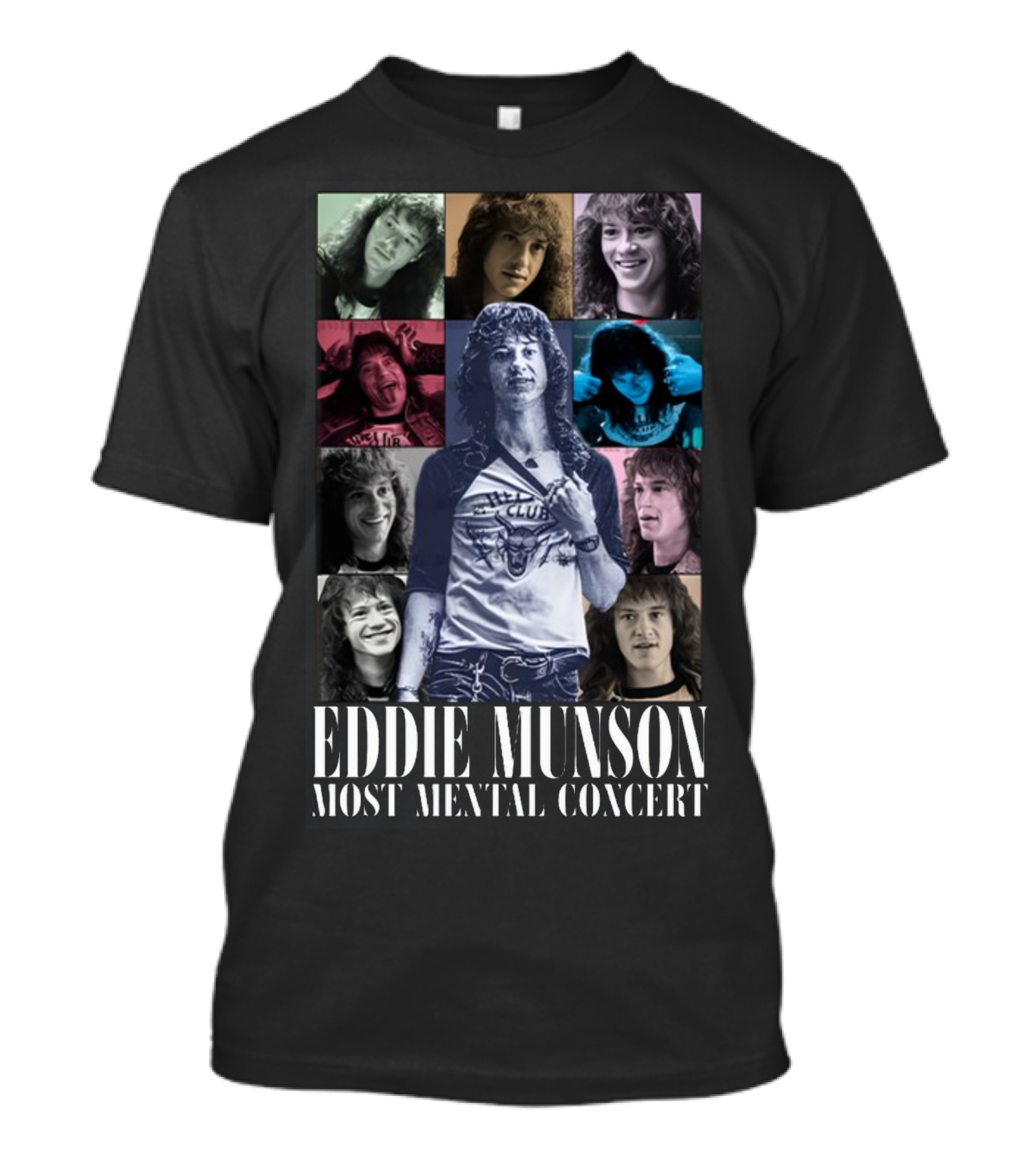 Eddie Munson Most Mental Concert Collage With Iconic Moments T-Shirt
