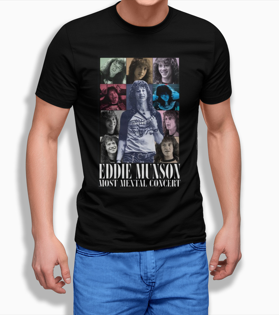 Eddie Munson Most Mental Concert Collage With Iconic Moments T-Shirt