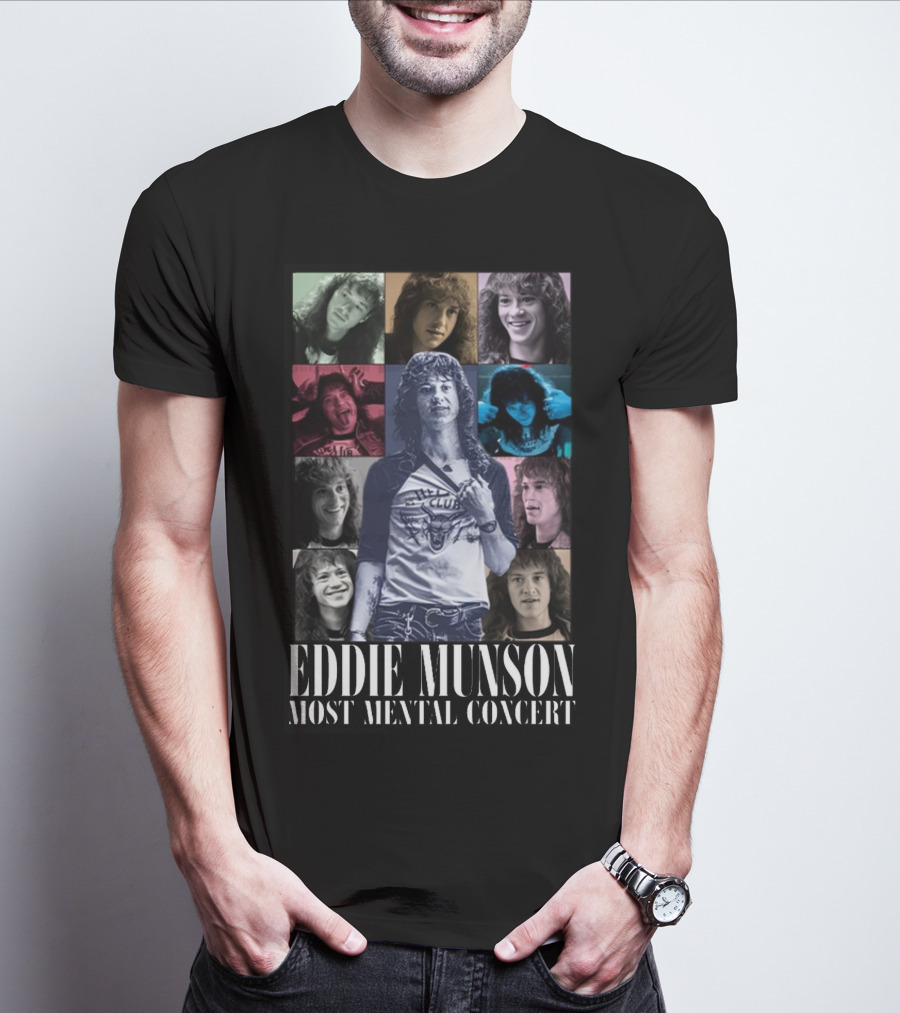 Eddie Munson Most Mental Concert Collage With Iconic Moments T-Shirt