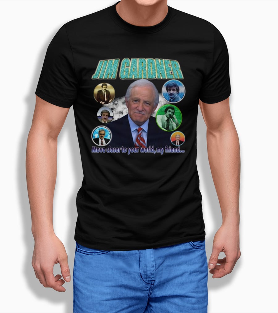 Jim Gardner Move Closer To Your World My Friend Retro Circle Montage T-Shirt