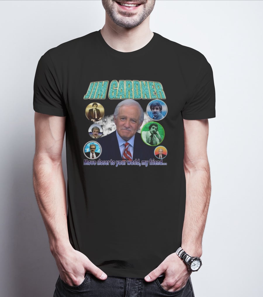 Jim Gardner Move Closer To Your World My Friend Retro Circle Montage T-Shirt