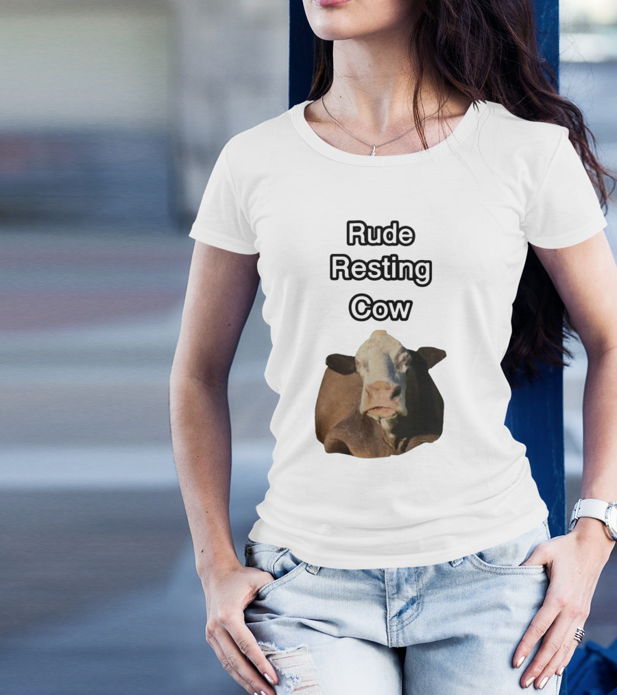 Rude Resting Cow Expression T-Shirt