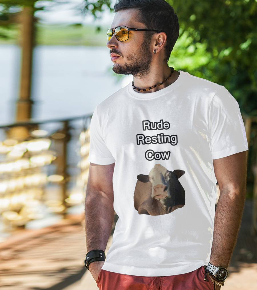Rude Resting Cow Expression T-Shirt