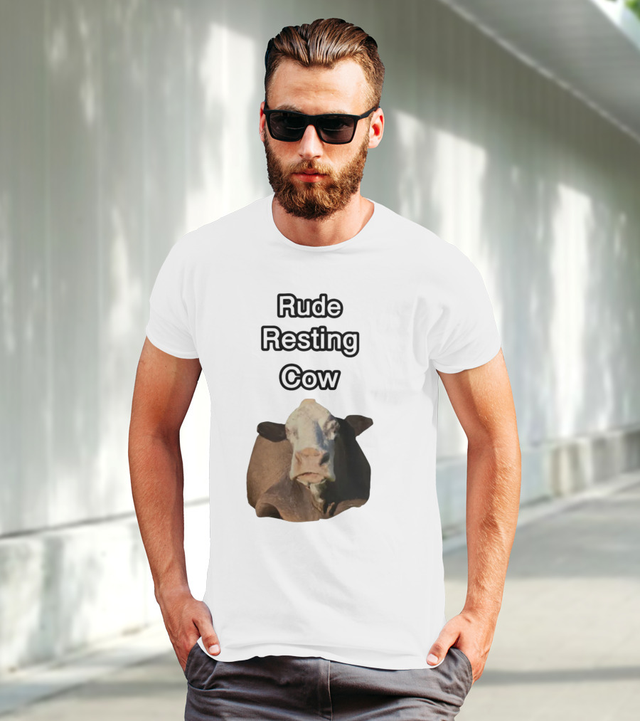 Rude Resting Cow Expression T-Shirt