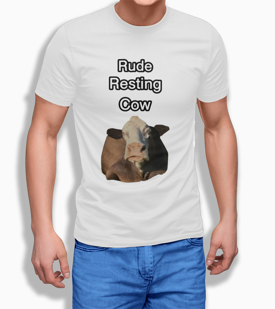 Rude Resting Cow Expression T-Shirt