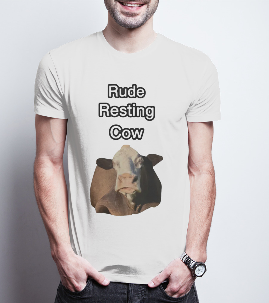 Rude Resting Cow Expression T-Shirt