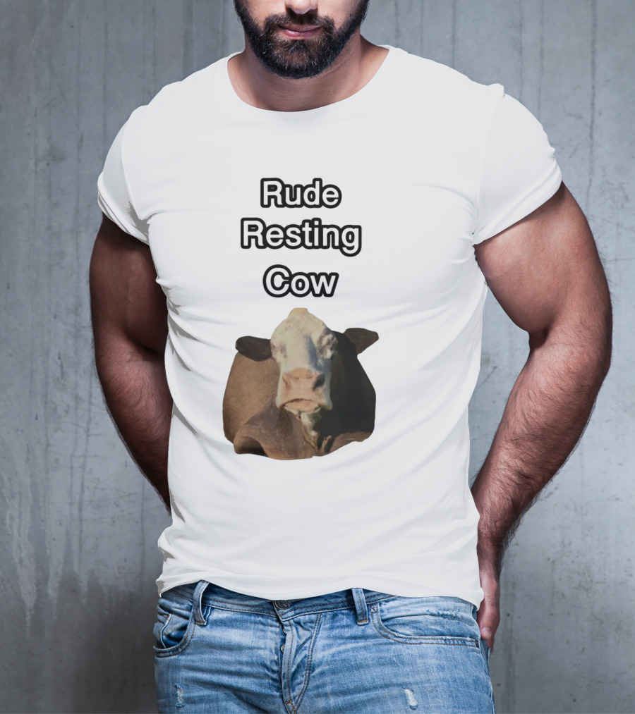 Rude Resting Cow Expression T-Shirt